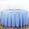 Blue White Buffalo Plaid 108" ROUND Polyester Tablecloth Checkered Table Linens